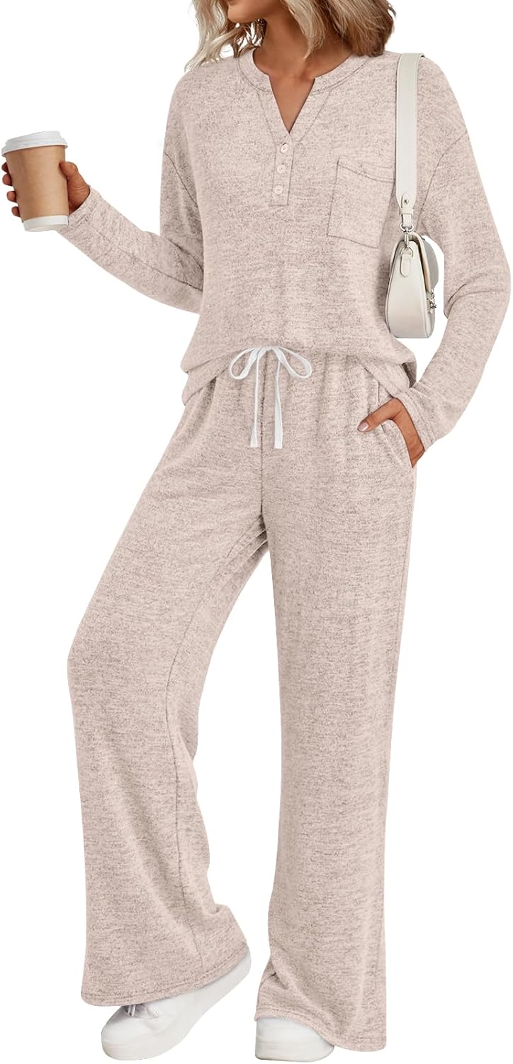 LILLUSORY Womens 2 Piece Lounge Sets Winter Outfits 2026 Sweatsuit Matching Pjs Airport Vacation Travel Fall Pajamas Fashion