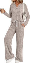 LILLUSORY Womens 2 Piece Lounge Sets Winter Outfits 2026 Sweatsuit Matching Pjs Airport Vacation Travel Fall Pajamas Fashion