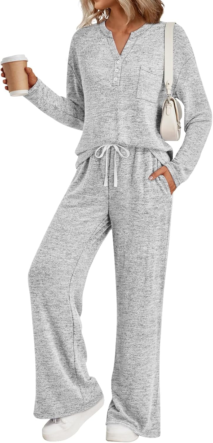 LILLUSORY Womens 2 Piece Lounge Sets Winter Outfits 2026 Sweatsuit Matching Pjs Airport Vacation Travel Fall Pajamas Fashion