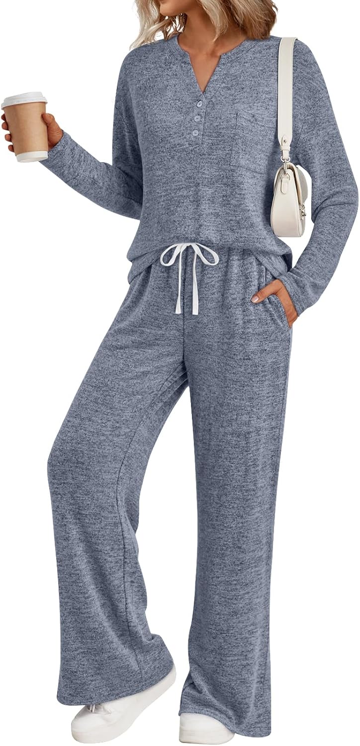 LILLUSORY Womens 2 Piece Lounge Sets Winter Outfits 2026 Sweatsuit Matching Pjs Airport Vacation Travel Fall Pajamas Fashion