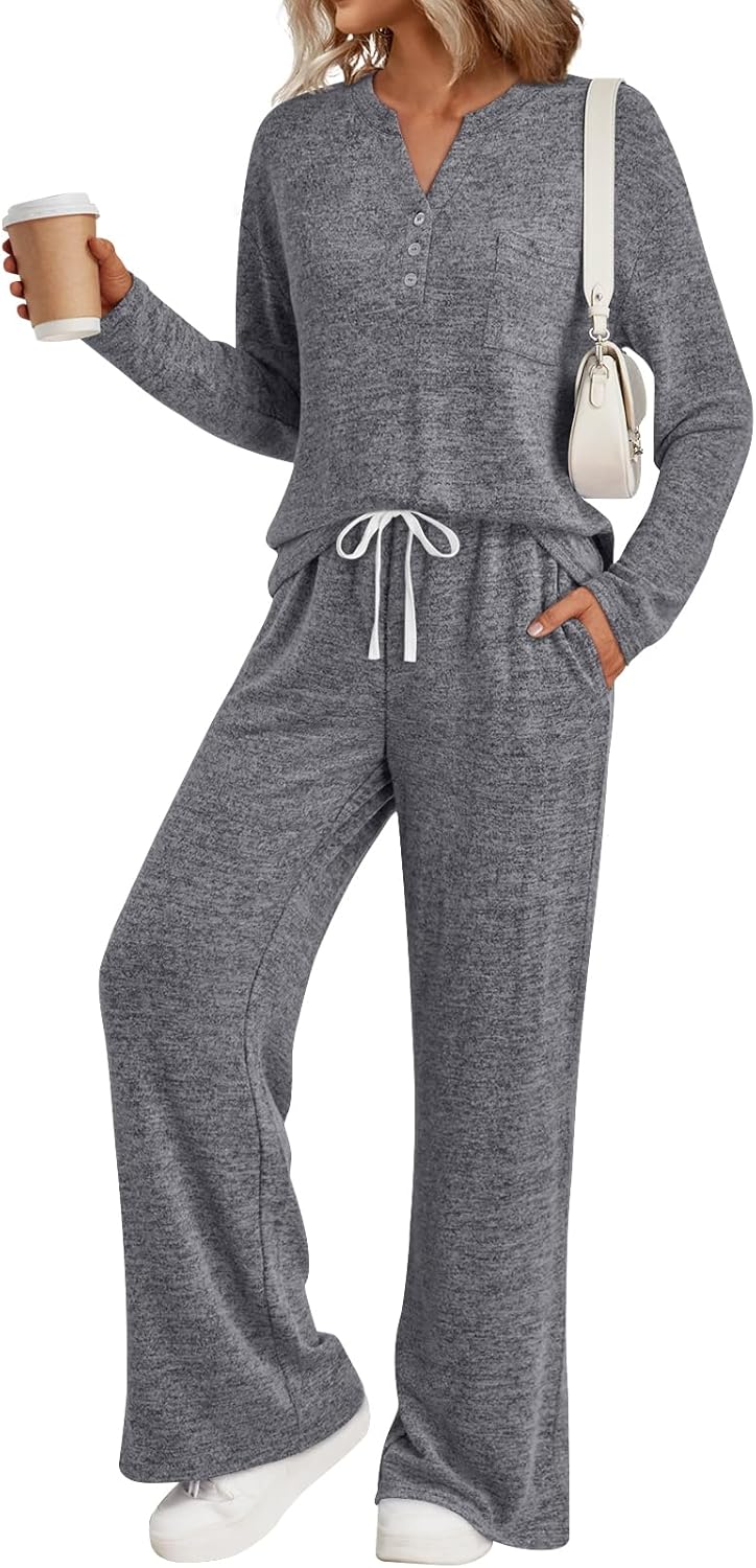 LILLUSORY Womens 2 Piece Lounge Sets Winter Outfits 2026 Sweatsuit Matching Pjs Airport Vacation Travel Fall Pajamas Fashion