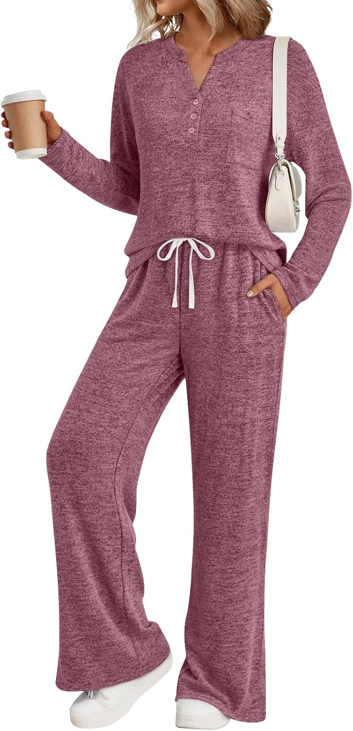 LILLUSORY Womens 2 Piece Lounge Sets Winter Outfits 2026 Sweatsuit Matching Pjs Airport Vacation Travel Fall Pajamas Fashion