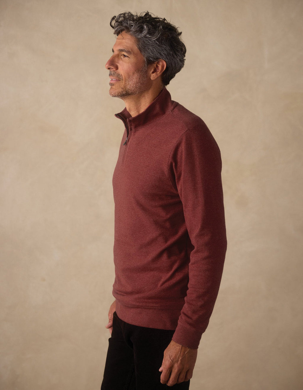 Puremeso Weekend Quarter Zip in Redwood