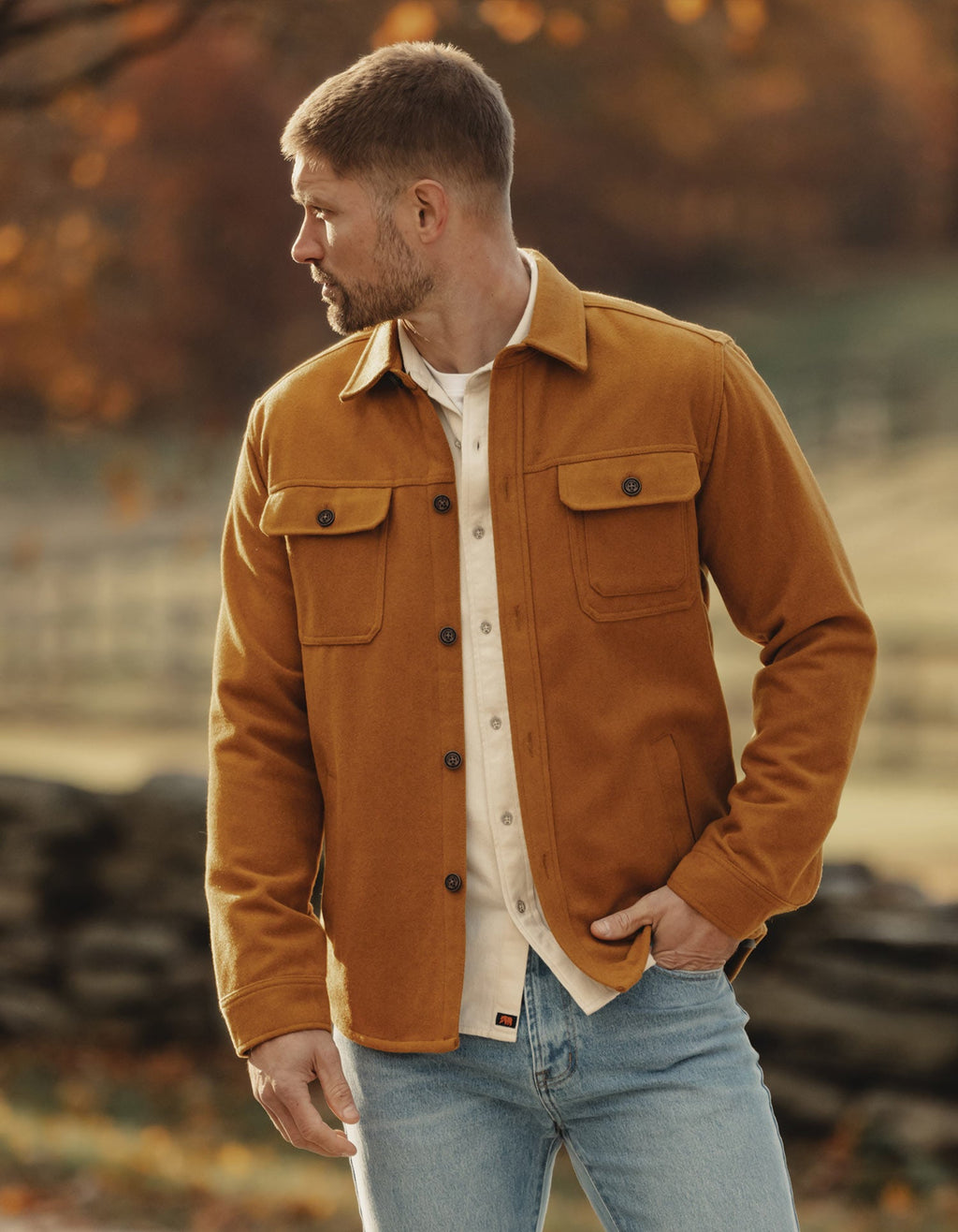 Brightside Flannel Lined Workwear Jacket in Gold