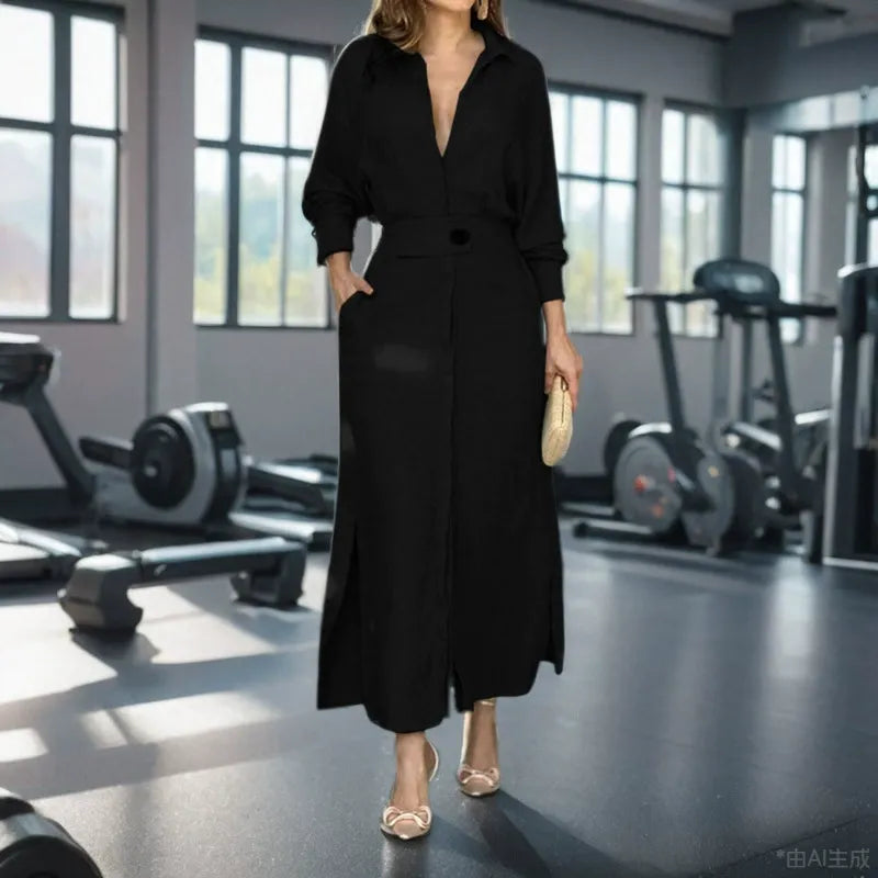 Cotton And Linen Solid Color Maxi Dress