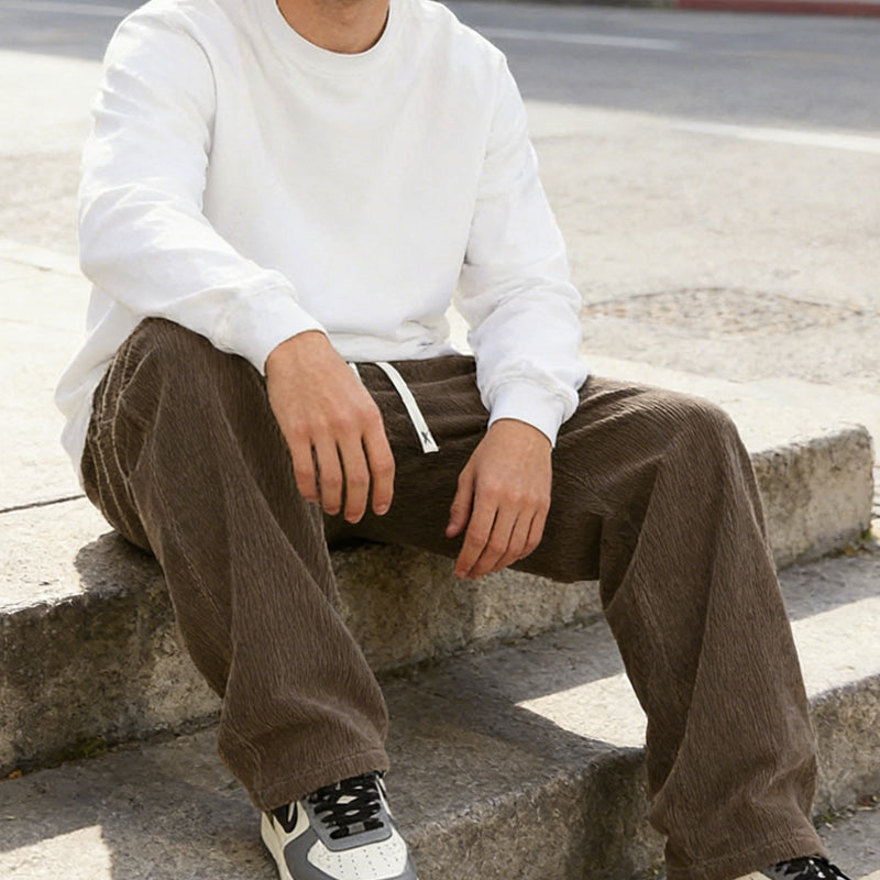 Men's Loose-Fit Drawstring Pants with Pockets