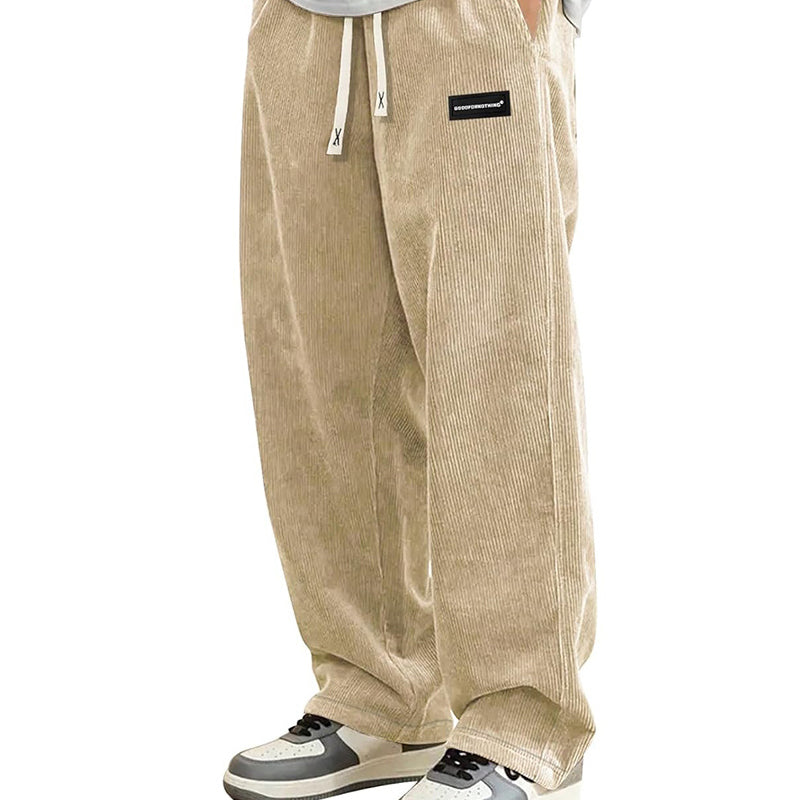 Men's Loose-Fit Drawstring Pants with Pockets